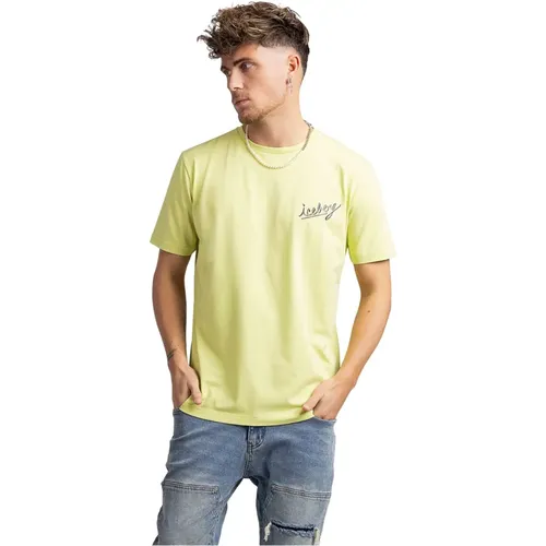 D Herren Lime T-Shirt , Herren, Größe: L - Iceberg - Modalova