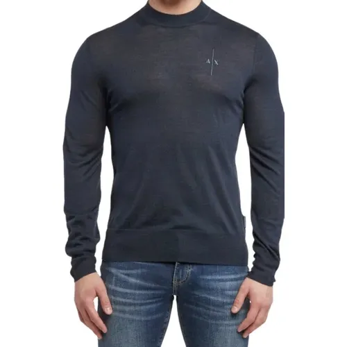 Blaue Pullover Frühling/Sommer 2022 Slim Fit - Armani Exchange - Modalova