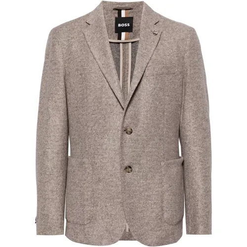 Blended wool jacket with 2 buttons , male, Sizes: 2XL - Hugo Boss - Modalova