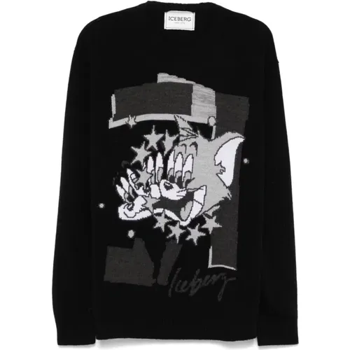 Cartoon Motif Wool Sweater , male, Sizes: L, M - Iceberg - Modalova