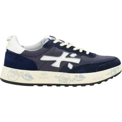 Blue Suede and Technical Fabric Sneaker , male, Sizes: 8 UK, 10 UK, 9 UK, 6 UK, 7 UK - Premiata - Modalova