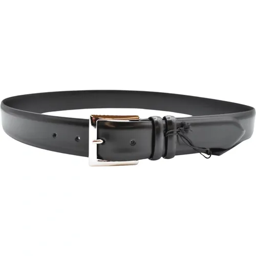 Classic Leather Belt Brushed Nickel Buckle , male, Sizes: 90 CM, 110 CM, 100 CM - Orciani - Modalova
