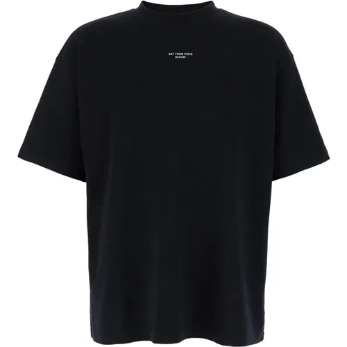 Schwarzes T-Shirt mit Crew Neck und NFPM-Druck , Herren, Größe: 2XL - Drole de Monsieur - Modalova