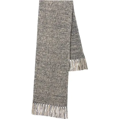 Bouclé Knit Scarf with Fringes , female, Sizes: ONE SIZE - LUISA CERANO - Modalova