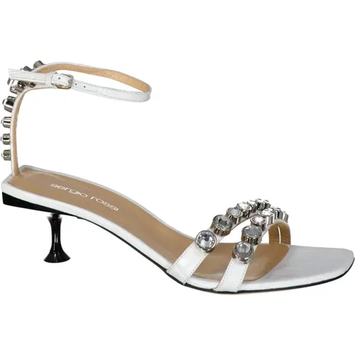 Crystal Sandals with Leather Composition , female, Sizes: 4 1/2 UK - Sergio Rossi - Modalova