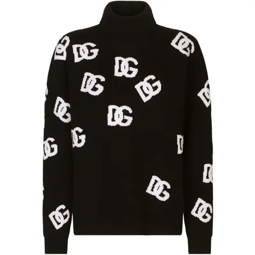 Schwarzer Woll-Logo-Pullover - Dolce & Gabbana - Modalova