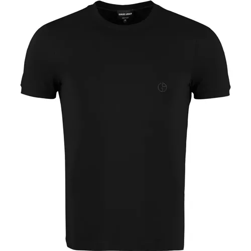 Besticktes Viskose-Rundhals-T-Shirt , Herren, Größe: 2XL - Giorgio Armani - Modalova