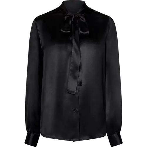 Silk Satin Shirt Lavallière Collar , female, Sizes: L, M - Tom Ford - Modalova