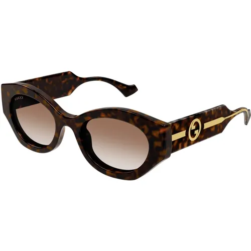 Stylish Sonnenbrillen in Havana/ Shaded , Damen, Größe: 52 MM - Gucci - Modalova