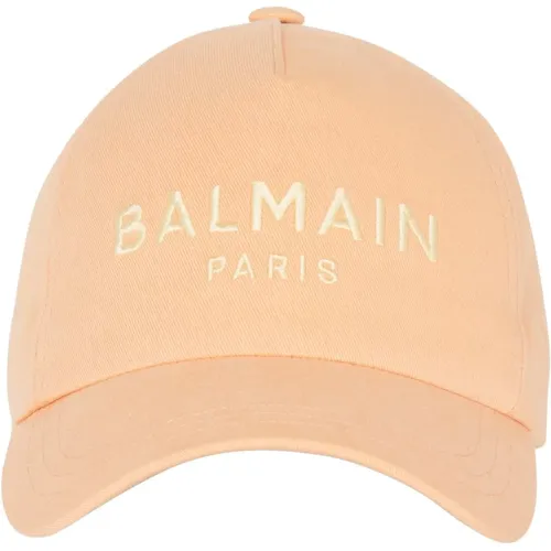 Kappe mit Paris-Stickerei, Bestickte Baumwollmütze - Balmain - Modalova