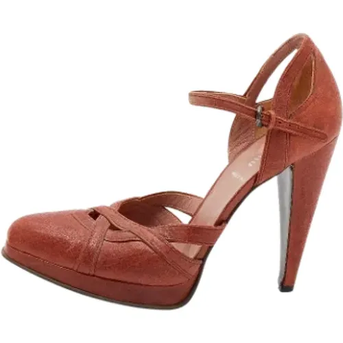 Pre-owned Leather sandals , female, Sizes: 7 UK - Miu Miu Pre-owned - Modalova