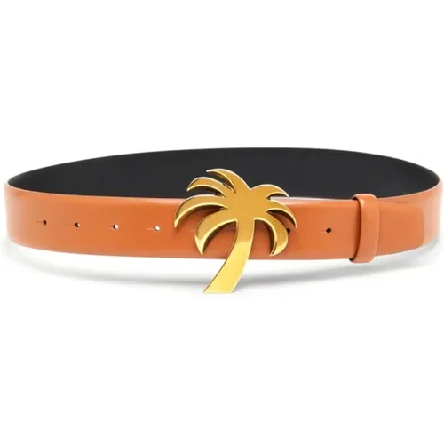 Gold Buckle Belt Leather Italy , male, Sizes: 95 CM - Palm Angels - Modalova