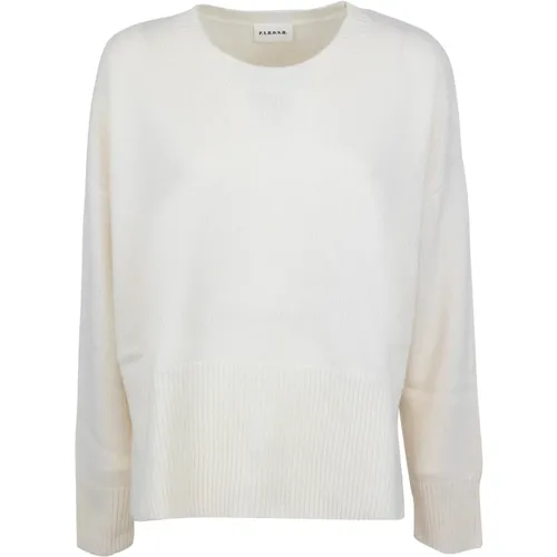 White Sweater Boxy Crewneck Ribbed Detail , female, Sizes: M - P.a.r.o.s.h. - Modalova