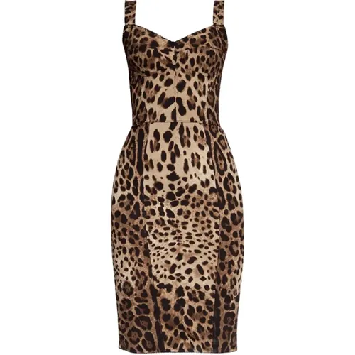 Kleid mit Tiermuster - Dolce & Gabbana - Modalova