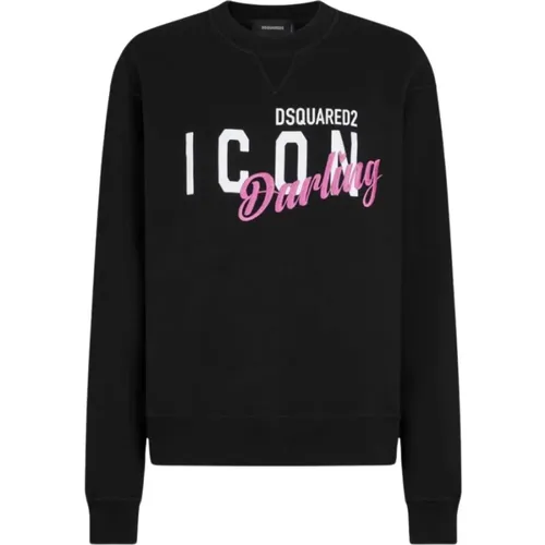 Icon Darling Sweatshirt Round Neck Loose Fit , female, Sizes: XS, S, 2XS - Dsquared2 - Modalova