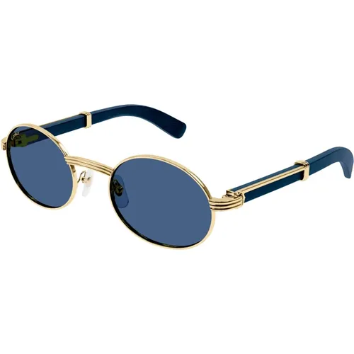 Gold Sunglasses with Original Case , male, Sizes: 53 MM - Cartier - Modalova
