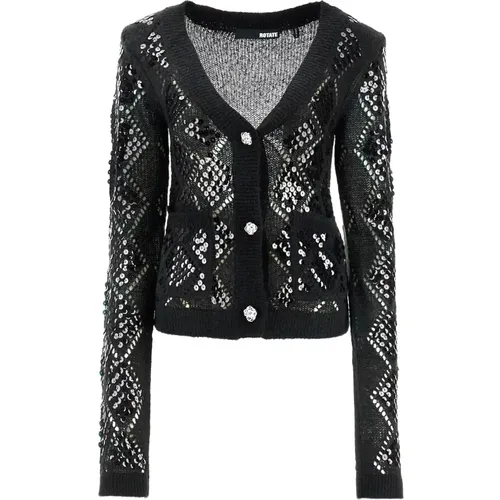 Perforated Diamond Cardigan with Sequins , female, Sizes: S - Rotate Birger Christensen - Modalova