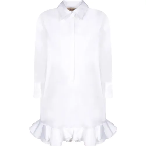 Weiße Minikleid mit Gerüschtem Saum - Blanca Vita - Modalova