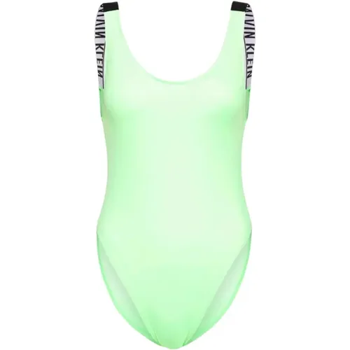 Sophisticated One-piece Swimsuit with Striking Logo Elastic , female, Sizes: M, L, S - Calvin Klein - Modalova