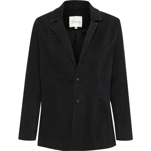 Schwarze Gewaschene Taillierte Blazer Jacke - My Essential Wardrobe - Modalova