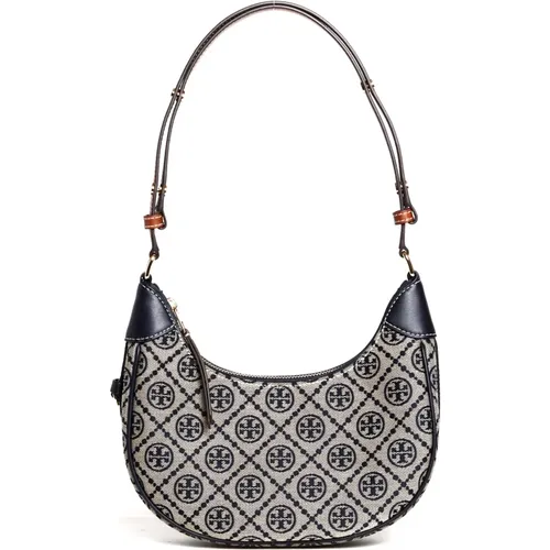 Blaue Crescent Lederhandtasche - TORY BURCH - Modalova