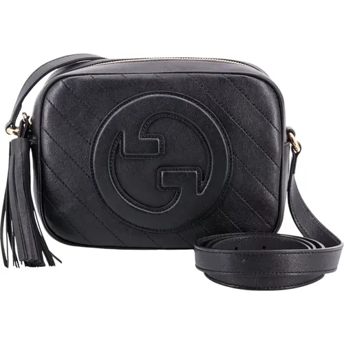 Schwarze Leder-Schultertasche mit GG-Logo - Gucci - Modalova