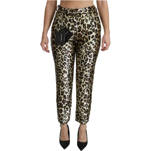 Leoparden Pailletten High Waist Hose - Dolce & Gabbana - Modalova
