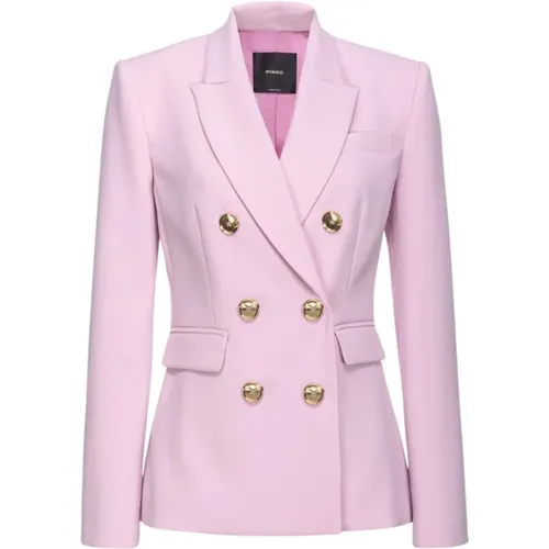 Double-Breasted Blazer Jacket with Metal Buttons , female, Sizes: S - pinko - Modalova