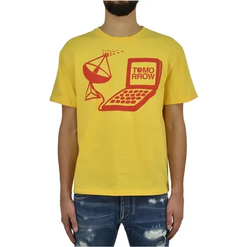 Cotton Men`s T-shirt with Monochrome Print , male, Sizes: M, XL, L, S - Stella Mccartney - Modalova
