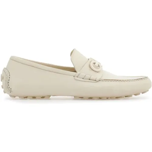 Gancini Plaque Leather Loafers Cream , male, Sizes: 5 UK, 7 UK, 8 UK, 7 1/2 UK, 9 UK, 4 UK, 5 1/2 UK, 6 UK, 6 1/2 UK - Salvatore Ferragamo - Modalova