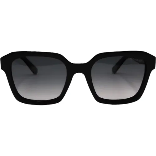 Rechteckige schwarze glänzende Sonnenbrille - Moncler - Modalova