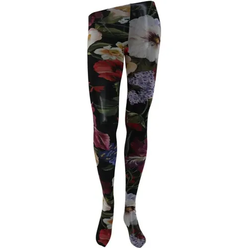 Floral Print Stockings , female, Sizes: M - Dolce & Gabbana - Modalova