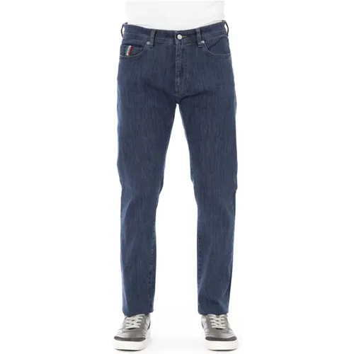 Blaue Baumwoll Slim-Fit Jeans , Herren, Größe: W32 - Baldinini - Modalova