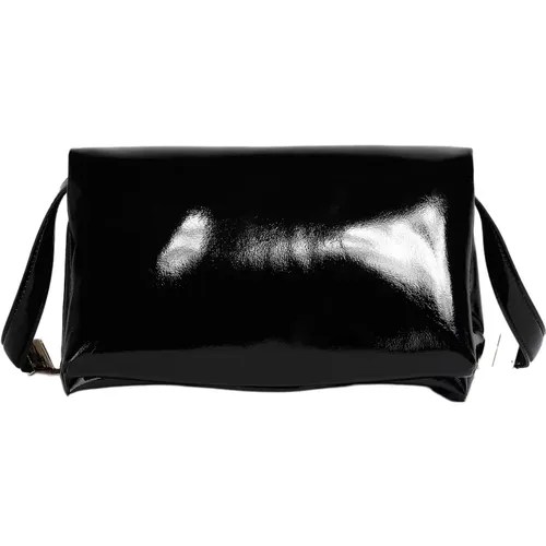 Lacquered Leather Shoulder Bag , female, Sizes: ONE SIZE - Marni - Modalova