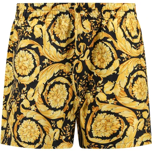 Barocco Print Silk Pajama Shorts , male, Sizes: M - Versace - Modalova