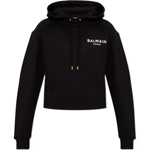 Kurzer Sweatshirt mit Logo , Damen, Größe: XS - Balmain - Modalova