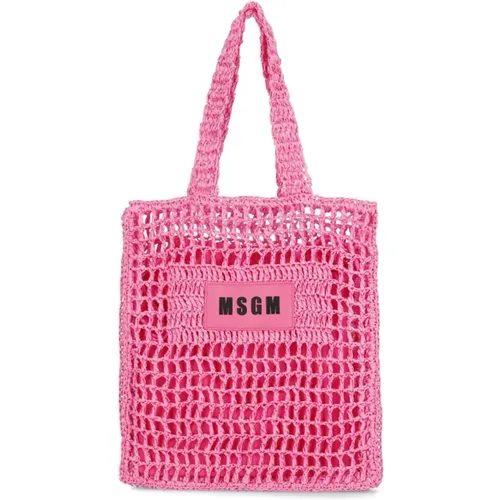 Raffia-Einkaufstasche für Mädchen - Msgm - Modalova