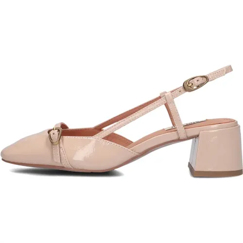 Nude Leder Pumps mit Schnalldetail , Damen, Größe: 37 EU - Bibi Lou - Modalova