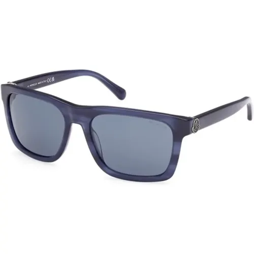 Bunte Horn Blaue Sonnenbrille , unisex, Größe: 58 MM - Moncler - Modalova