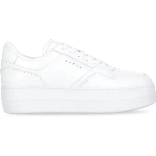 Weiße Ledersneakers mit Atmungsaktiven Details , Damen, Größe: 39 1/2 EU - Hogan - Modalova