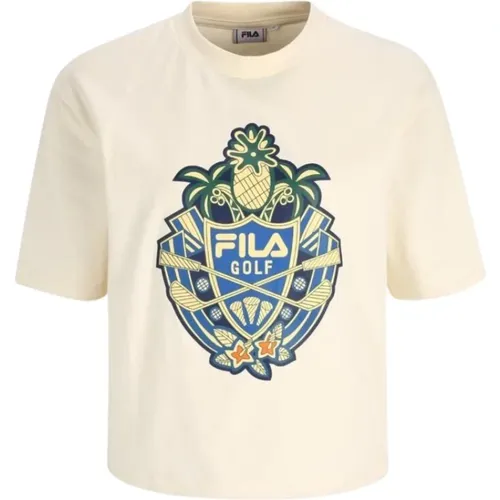 Kurzarm Baumwoll Logo T-shirt , Damen, Größe: XL - Fila - Modalova