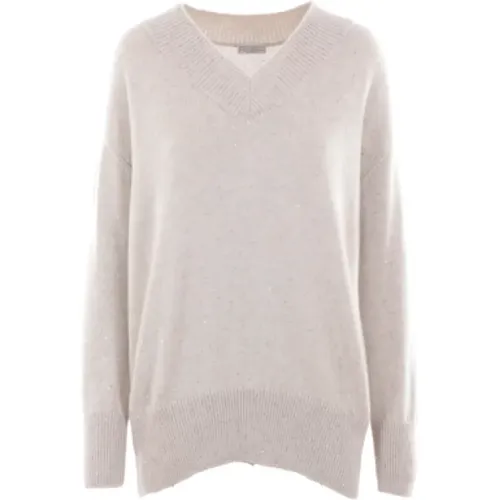 Sequin V-Neck Sweater , female, Sizes: S, M, XS - BRUNELLO CUCINELLI - Modalova