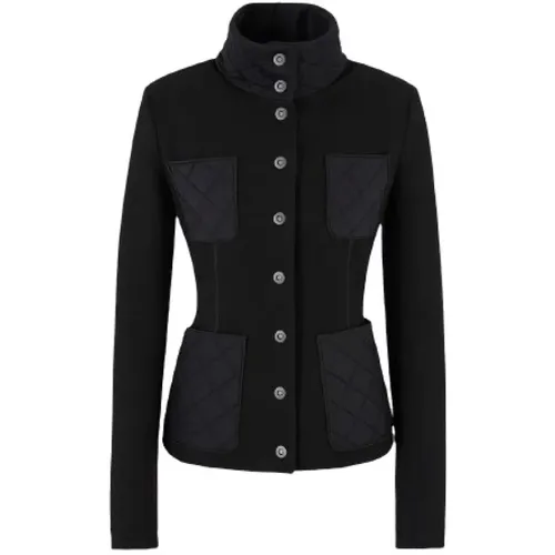 Matelassé Stand-up Collar Jacket , female, Sizes: M - Giorgio Armani - Modalova