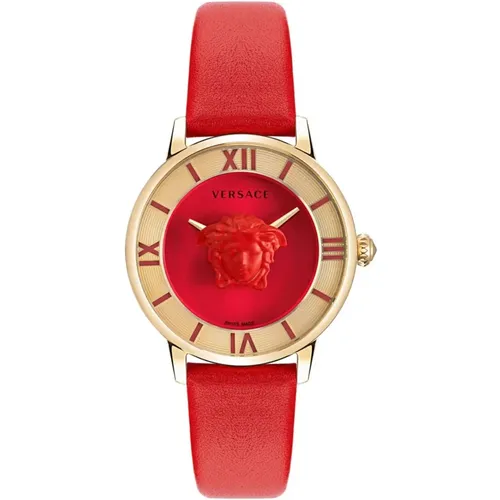 La Medusa Red Leather Watch , female, Sizes: ONE SIZE - Versace - Modalova