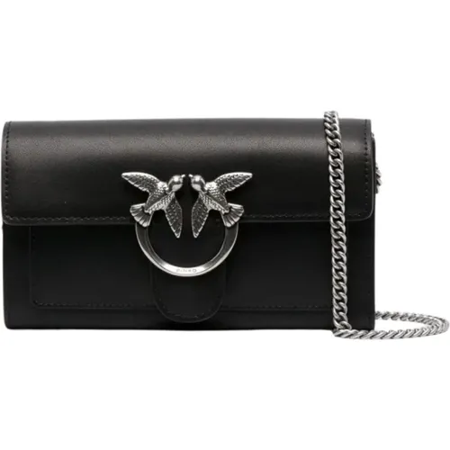 Elegant Leather Wallet Love One , female, Sizes: ONE SIZE - pinko - Modalova