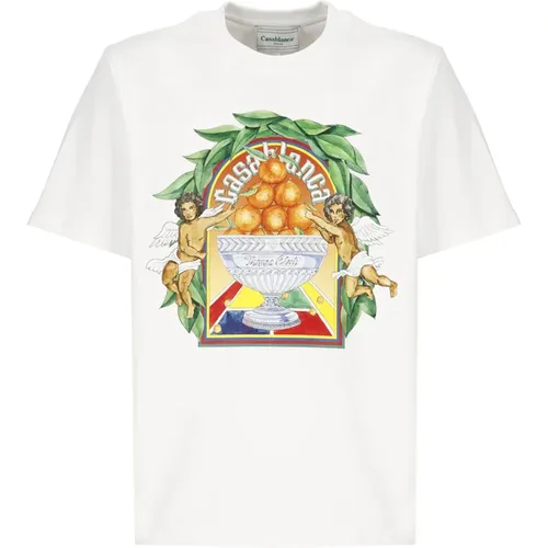 Triomphe DOrange Logoed Weißes T-Shirt für Männer , Herren, Größe: 2XL - Casablanca - Modalova
