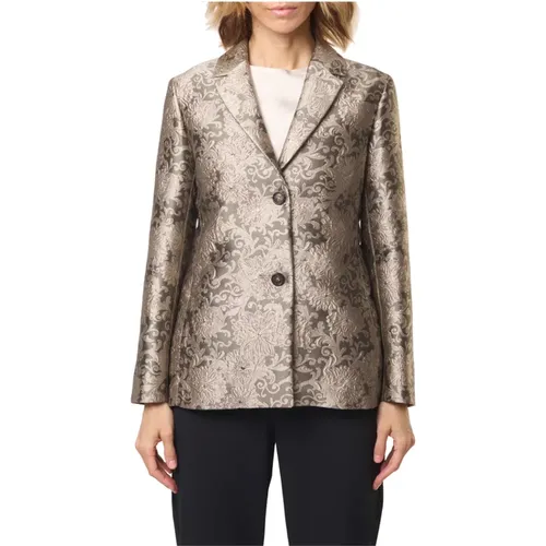 Metallic Silk Jacquard Blazer Taubengrau , Damen, Größe: M - Max Mara - Modalova