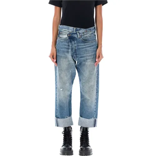 Blaue Cross Over Denim Jeans , Damen, Größe: W26 - R13 - Modalova