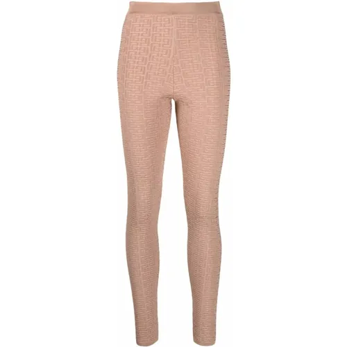 Monogram Beige Leggings Balmain - Balmain - Modalova