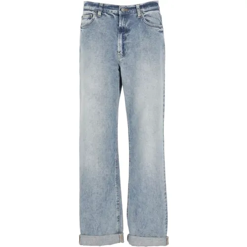 Blaue Jeans mit Logo-Patch , Damen, Größe: W26 - Dondup - Modalova